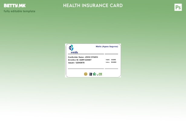 Модерен стил Шаблон за картичка за здравствено осигурување во Португалија